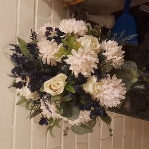 Silk flower bridal bouquet, blue